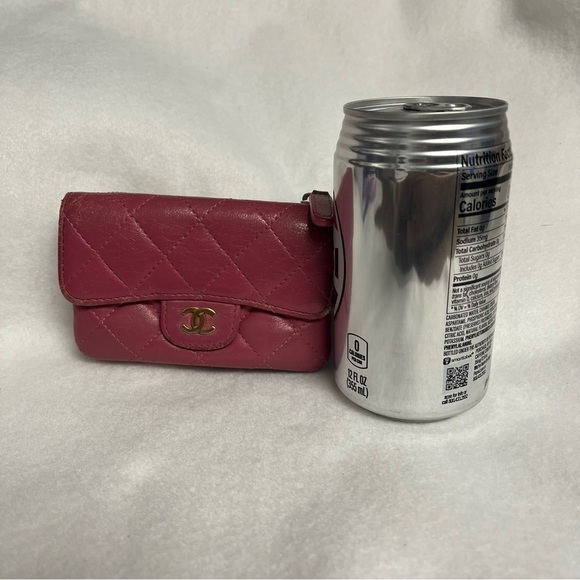 CHANEL Pink Flap Lambskin Leather Snap Card Holder Double Pocket Zip GHW - Picture 3 of 16